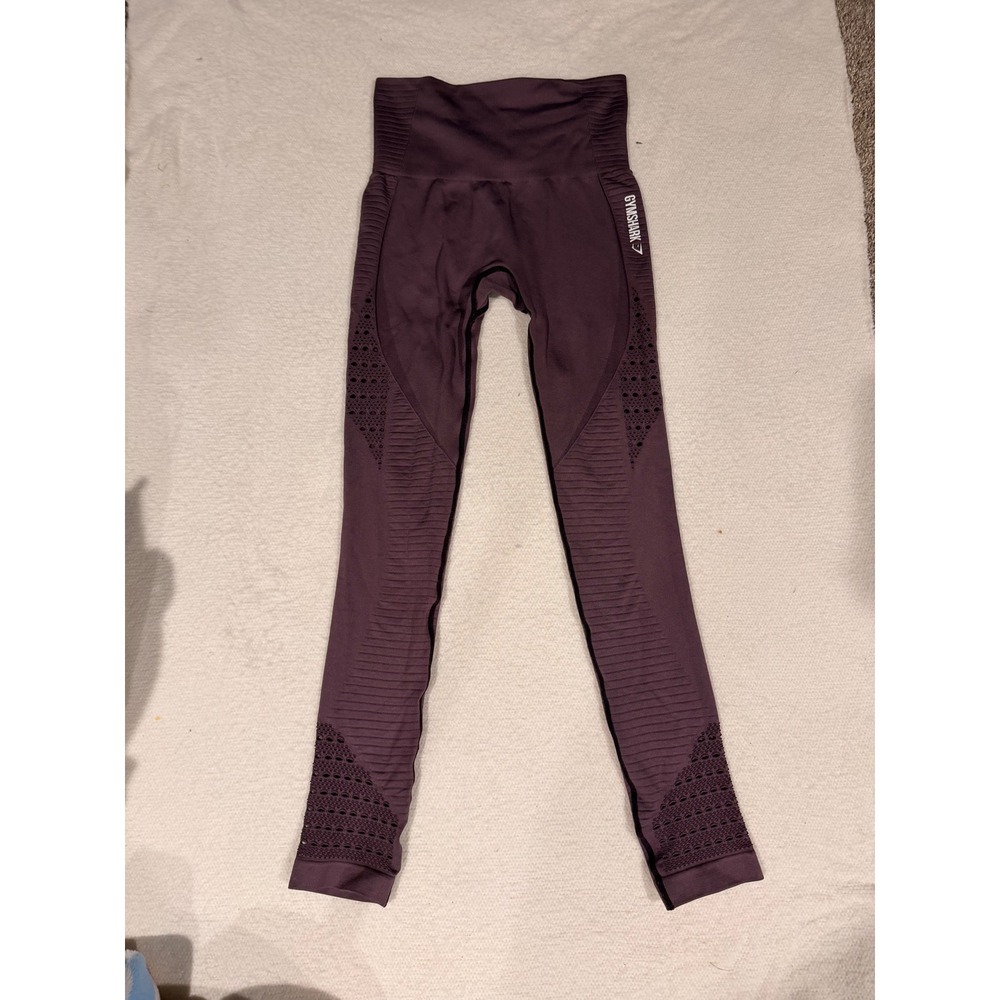 Gymshark Energy+ Seamless Leggings Beet Purple High Waisted Eyelet Tights Sz SM